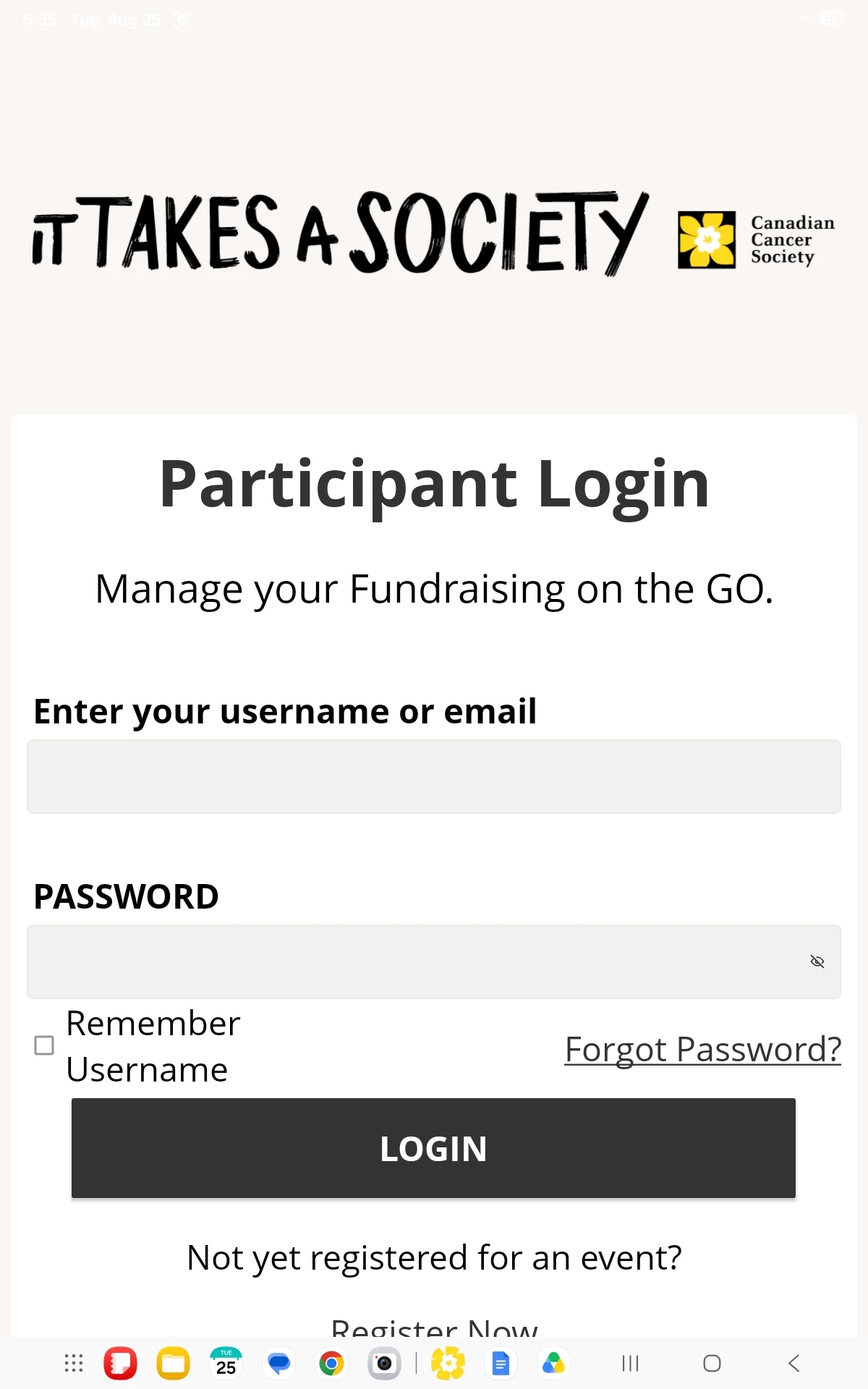 Canadian Cancer Society screenshot