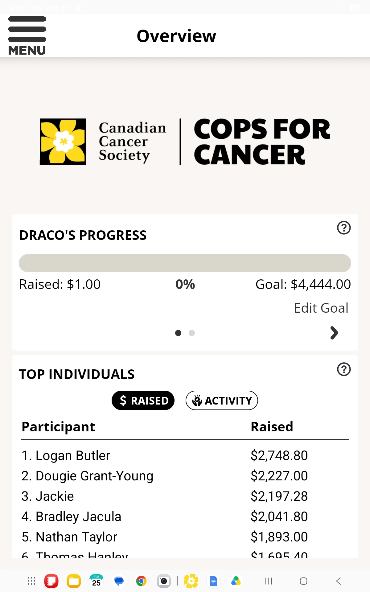 Canadian Cancer Society screenshot